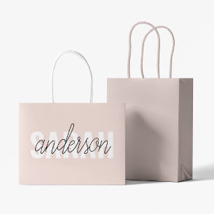 Modern Pastel Pink Beauty Personalised You Name Large Gift Bag