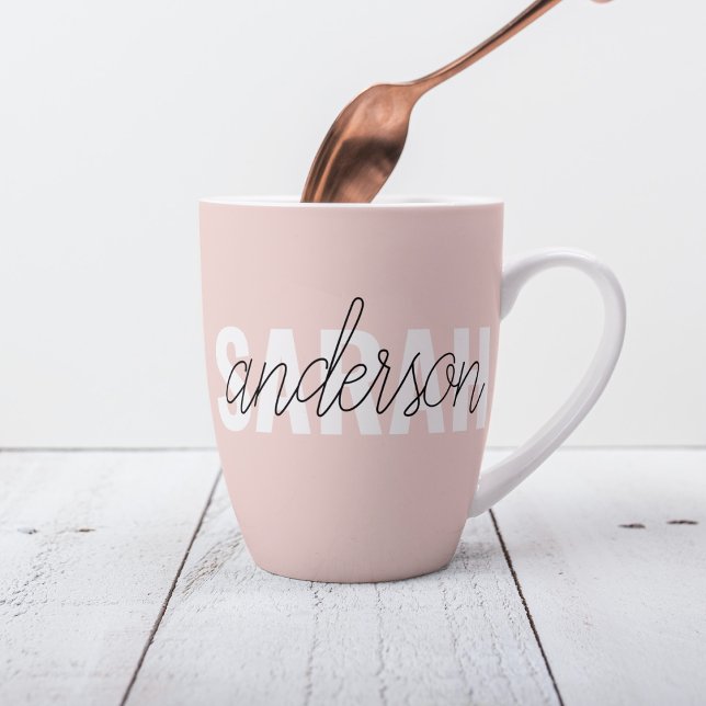 Modern Pastel Pink Beauty Personalised You Name Latte Mug (Creator Uploaded)