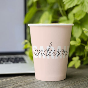Modern Pastel Pink Beauty Personalised You Name Paper Cups