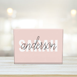 Modern Pastel Pink Beauty Personalised You Name Photo Block