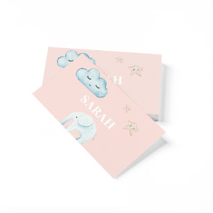 Modern Pastel Pink & Blue Child Name Business Card