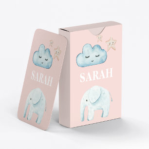 Modern Pastel Pink & Blue Child Name Playing Cards