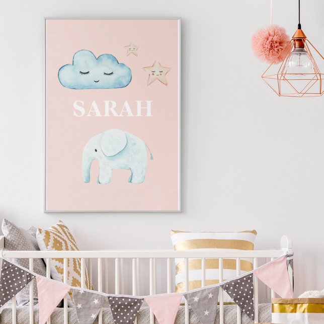 Modern Pastel Pink & Blue Child Name Poster (Creator Uploaded)