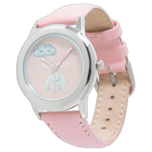 Modern Pastel Pink & Blue Child Name Watch