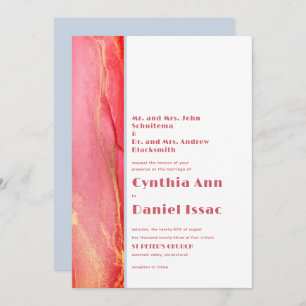 Modern Pastel Pink Blue Wedding Invitation