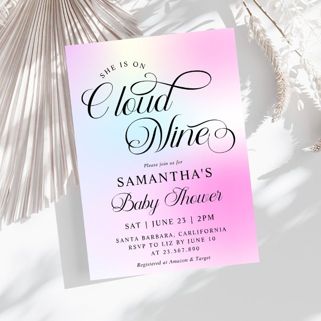 Modern Pastel  Pink Cloud Nine Baby Shower Invitation (Creator Uploaded)