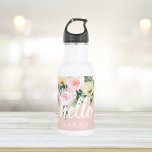 Modern Pastel Pink Flowers Hello And You Name 532 Ml Water Bottle<br><div class="desc">Modern Pastel Pink Flowers Hello And You Name</div>
