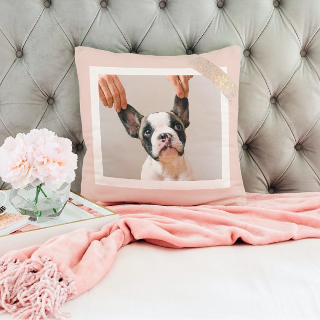 Modern Pastel Pink Frame | Personal Dog Photo Cushion (Creator Uploaded)