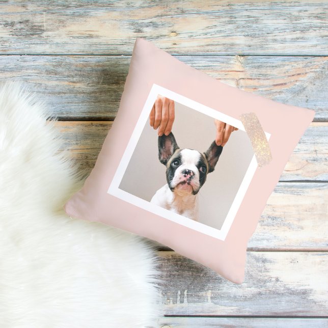 Modern Pastel Pink Frame | Personal Dog Photo Cushion (Creator Uploaded)