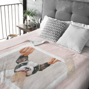 Modern Pastel Pink Frame Personal Dog Photo Sherpa Blanket