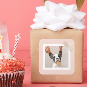 Modern Pastel Pink Frame   Personal Dog Photo Square Sticker