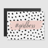 Modern Pastel Pink Girl Boss & Black Dots