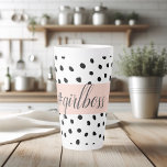 Modern Pastel Pink Girl Boss & Black Dots Latte Mug<br><div class="desc">Modern Pastel Pink Girl Boss & Black Dots</div>