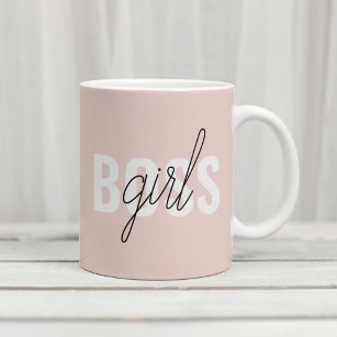 Modern Pastel Pink Girl Boss Phrase Coffee Mug