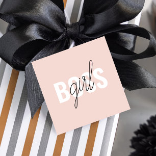 Modern Pastel Pink Girl Boss Phrase Favour Tags