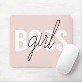 Modern Pastel Pink Girl Boss Phrase Mouse Pad (With Mouse)