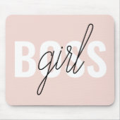 Modern Pastel Pink Girl Boss Phrase Mouse Pad (Front)