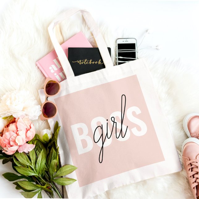 Modern Pastel Pink Girl Boss Phrase Tote Bag (Creator Uploaded)