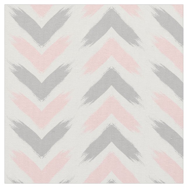 Modern pastel pink grey arrow brushstrokes pattern fabric (Close Up)