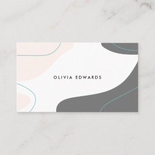 Modern pastel pink grey teal abstract brushstrokes business card
