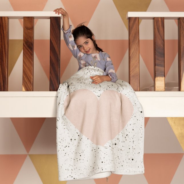 Modern Pastel Pink & Heart Lovely Gift Fleece Blanket (Creator Uploaded)