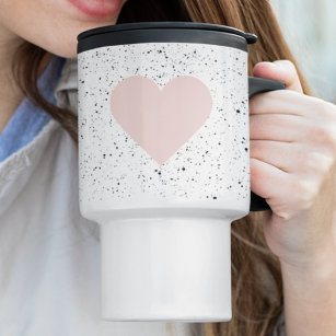 Modern Pastel Pink & Heart Lovely Gift Travel Mug