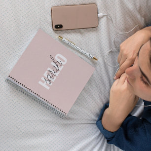 Modern Pastel Pink Hello And You Name Notebook