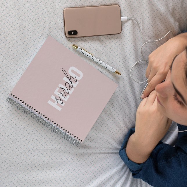 Modern Pastel Pink Hello And You Name Notebook (Creator Uploaded)