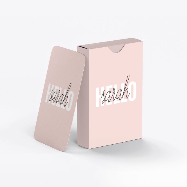 Modern Pastel Pink Hello And You Name Playing Cards (Creator Uploaded)