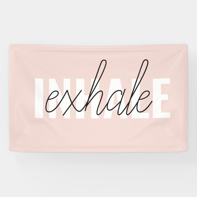 Modern Pastel Pink Inhale Exhale Quote Banner (Horizontal)