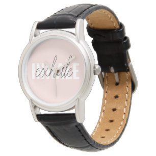 Modern Pastel Pink Inhale Exhale Quote Watch