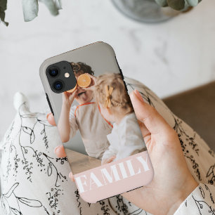 Modern Pastel Pink Love Family Photo