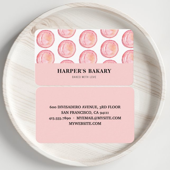 Modern Pastel Pink Macarons Professional Logo Busi Business Card (Creator Uploaded)