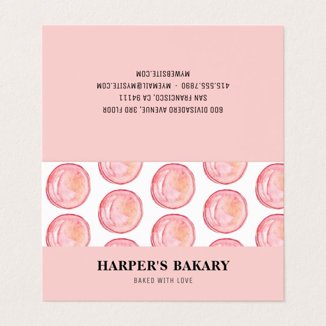 Modern Pastel Pink Macarons Professional Logo Business Card (Outside Unfolded)