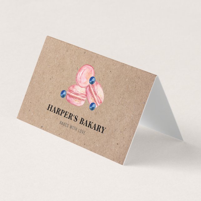 Modern Pastel Pink Macarons Professional Logo Business Card (Front)