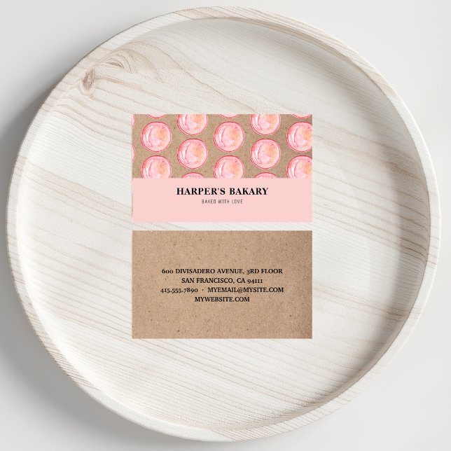 Modern Pastel Pink Macarons Professional Logo Business Card (Creator Uploaded)