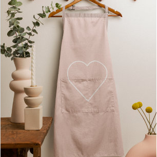 Modern Pastel Pink & Minimalist Heart Lovely Gift Apron