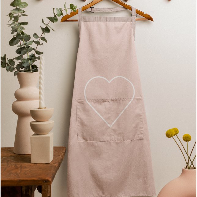 Modern Pastel Pink & Minimalist Heart Lovely Gift Apron (Creator Uploaded)