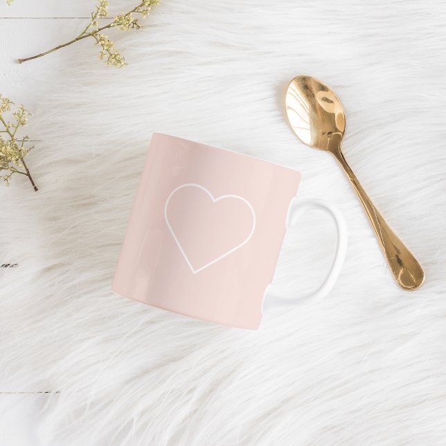 Modern Pastel Pink & Minimalist Heart Lovely Gift Coffee Mug (Creator Uploaded)