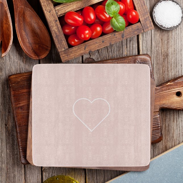 Modern Pastel Pink & Minimalist Heart Lovely Gift Cutting Board (Creator Uploaded)