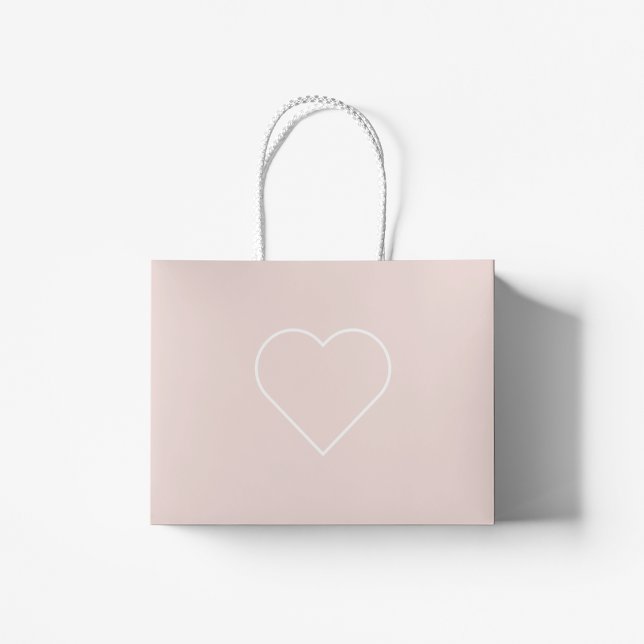 Modern Pastel Pink & Minimalist Heart Lovely Gift Large Gift Bag (Creator Uploaded)