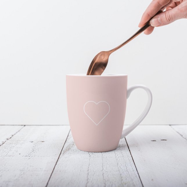 Modern Pastel Pink & Minimalist Heart Lovely Gift Latte Mug (Creator Uploaded)