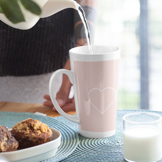 Modern Pastel Pink & Minimalist Heart Lovely Gift Latte Mug (Creator Uploaded)