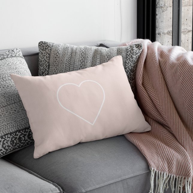 Modern Pastel Pink & Minimalist Heart Lovely Gift Lumbar Cushion (Creator Uploaded)