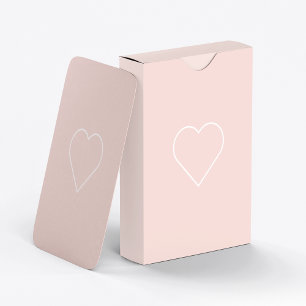 Modern Pastel Pink & Minimalist Heart Lovely Gift Playing Cards