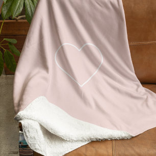 Modern Pastel Pink & Minimalist Heart Lovely Gift Sherpa Blanket