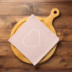 Modern Pastel Pink & Minimalist Heart Lovely Gift Tea Towel