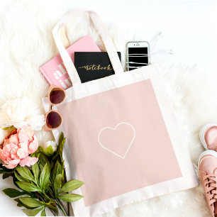 Modern Pastel Pink & Minimalist Heart Lovely Gift Tote Bag