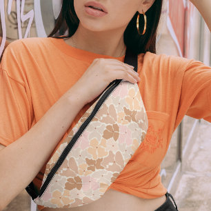 Modern Pastel Pink Orange Floral Girly Pattern Bum Bags
