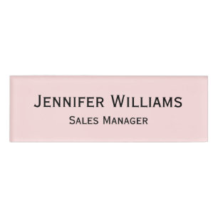 Modern Pastel Pink Professional Executive Magnetic Name Tag